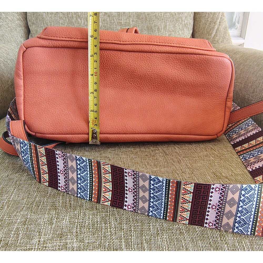 Jen Co Backpack Medium Orange Vegan Faux Leather Convertible Boho Strap Purse 1x - Picture 4 of 16